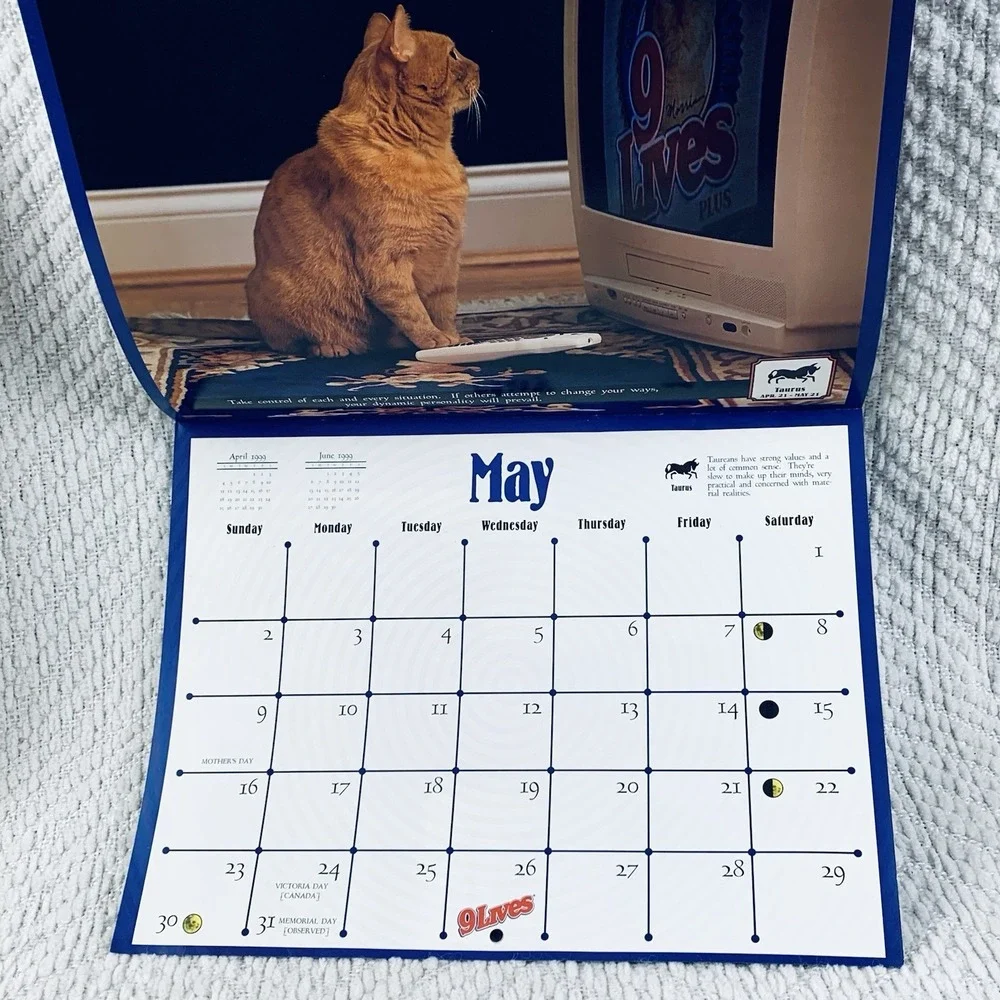 Morris‎ the Cat 9 Lives Wall Calendar Orange Morriscope Vintage 1999 Astrologly